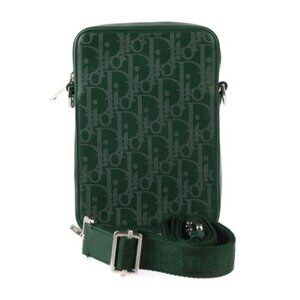 Christian Dior World Tour Messenger Pouch Shoulder Bag 2 Leather Green